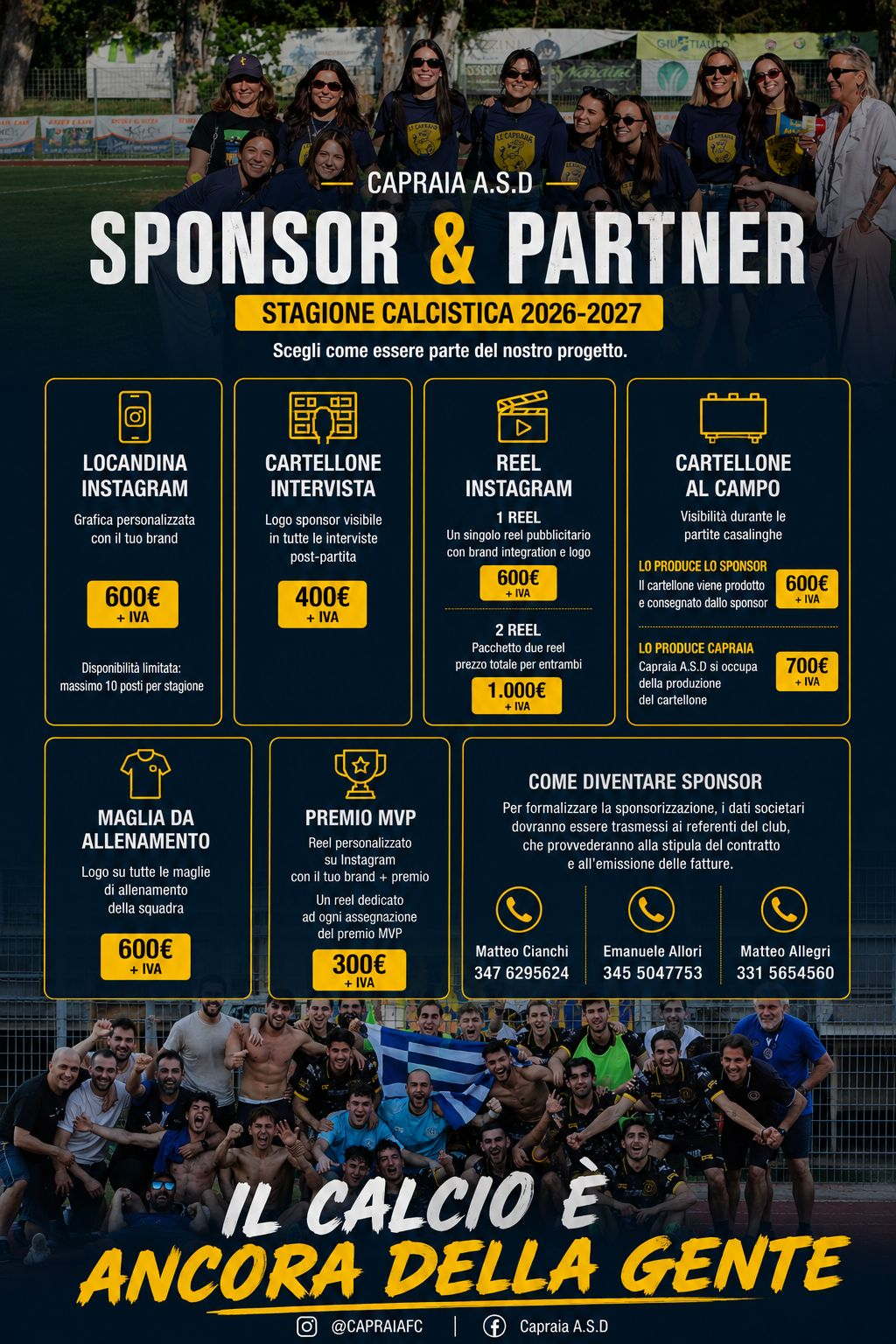 Anteprima del listino Sponsor e Partner 2026-2027